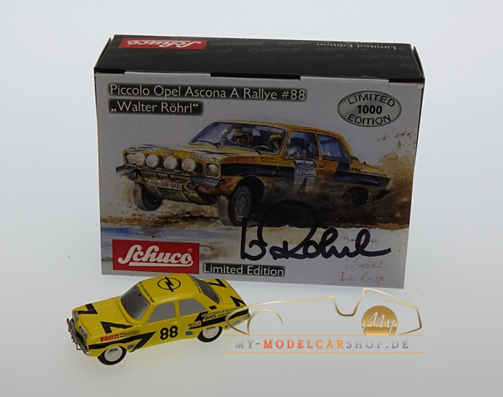 Schuco Piccolo Opel Ascona A Rallye sign. Walter Röhrl