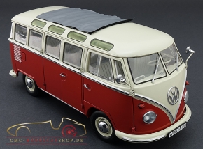 Schuco VW T1 Samba Bus, rot/weiss 1:18